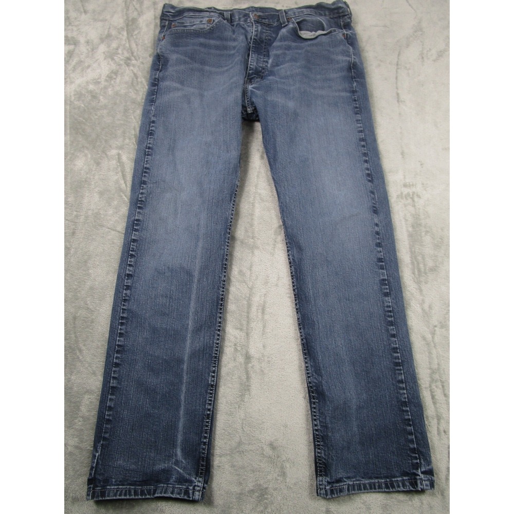 Levis 505 Jeans Mens 36x32 Blue Denim‎ Distressed Pockets Cotton Modern